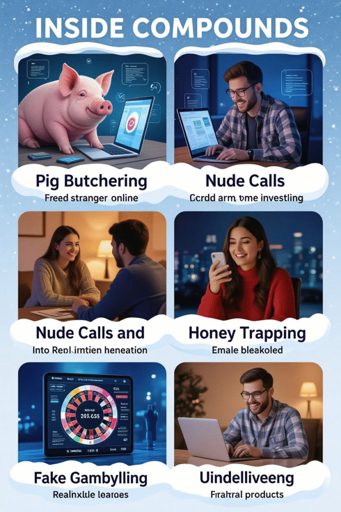 The Dark Web of Cambodia’s Scam Kingdom: A Global Trap 2 The background should feature a dark map of Southeast Asia, with Cambodia glowing in red or orange, surrounded by faint digital gridlines and glowing data trails spreading outward — symbolizing the reach of the scam network.