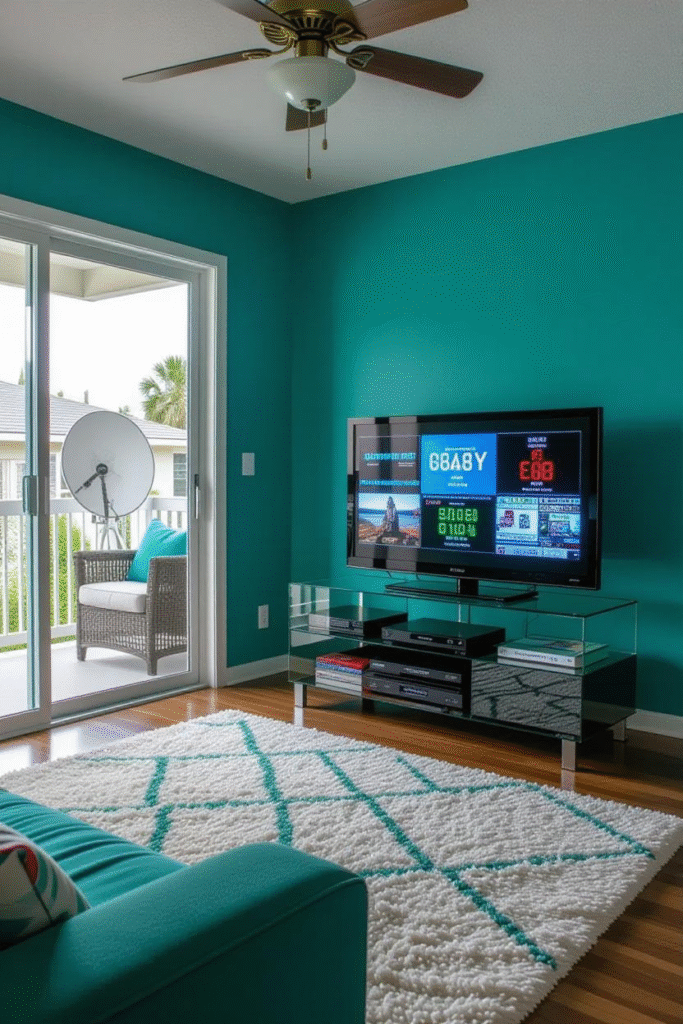 Piratkort Parabol: Global Decline of Satellite Piracy and Rise of Streaming 1 A 1990s living room with a satellite dish (parabol antenna) outside the window and a TV showing multiple encrypted channels being unlocked using a pirate smart card.