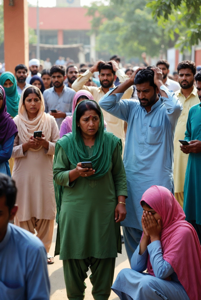 The Karachi SIM Swap Scam — How ₹8.5 Million Vanished Overnight 4 Illustration of ordinary Pakistani citizens worried about mobile and bank security.