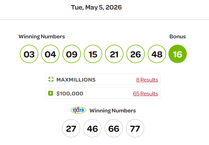 lotto max, extra, winning numbers, may 6 2026
