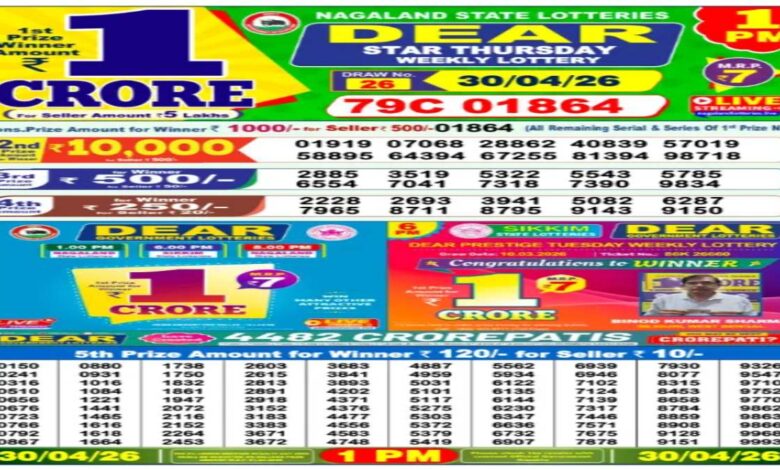 Nagaland Sambad Lottery Result Today, 30 April 2026 LIVE: Dear Morning 1PM Thursday Weekly Lucky Draw Winners