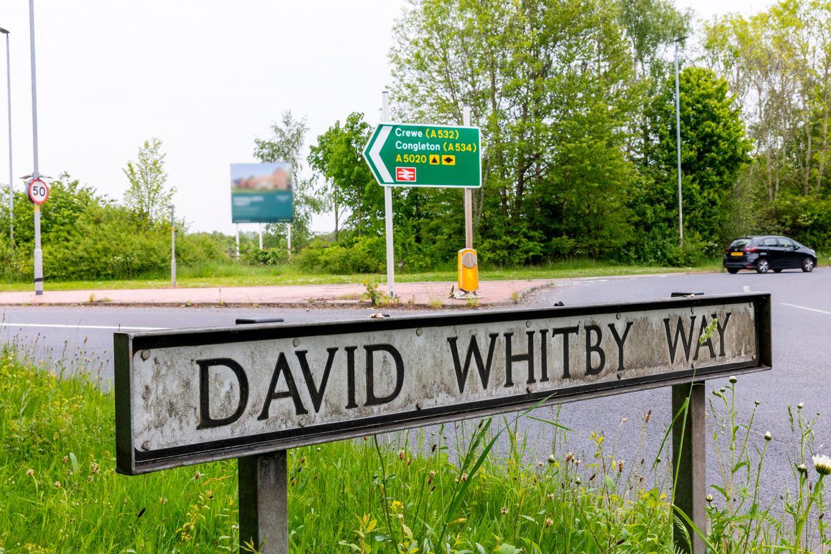A street sign showing a toad named after Great Train Robbery victim David Whitby