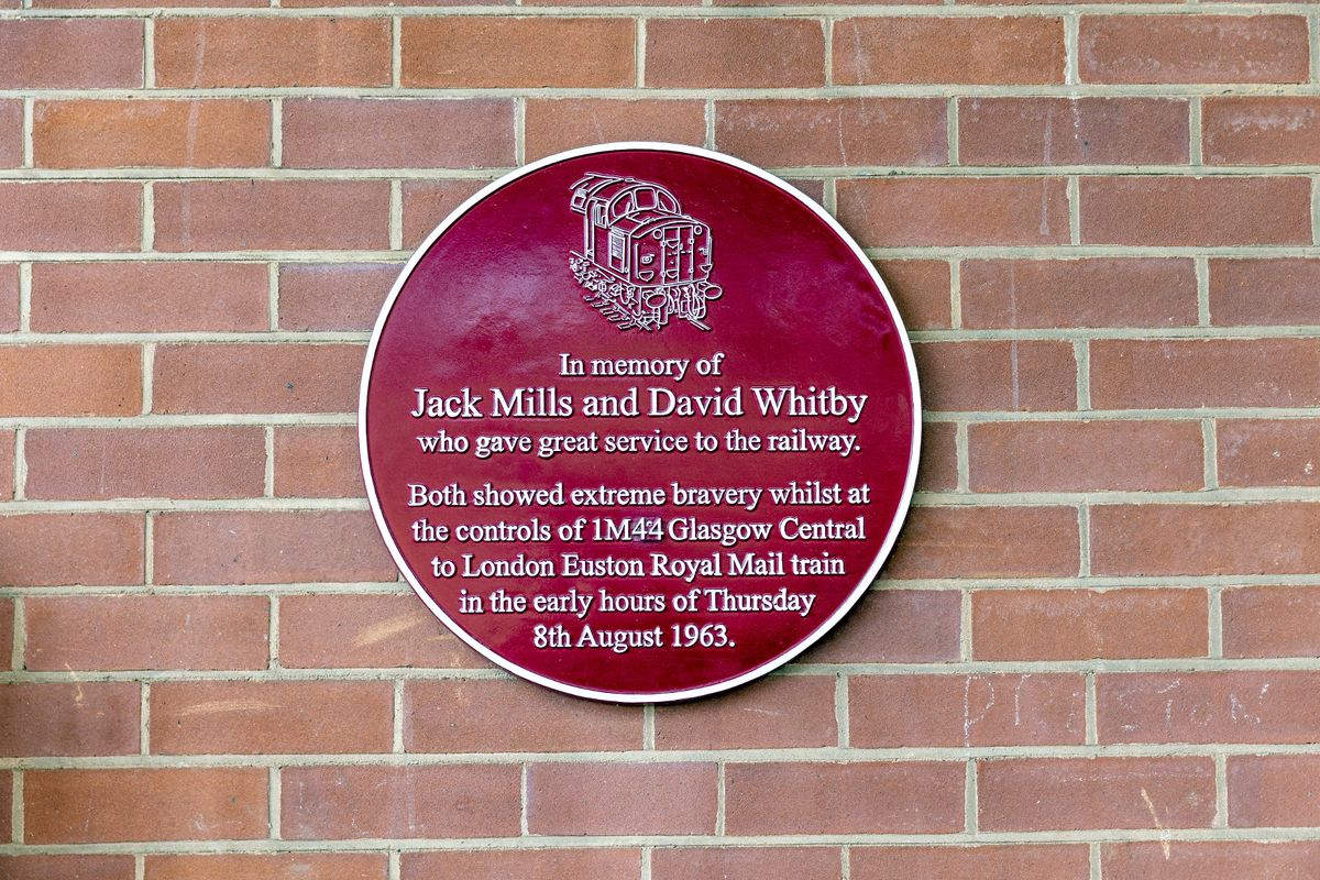 Plaque at Crewe Station honouring trainmen Jack & David