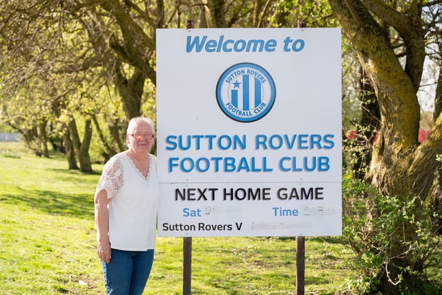Football club secretary Maureen delighted for winners.