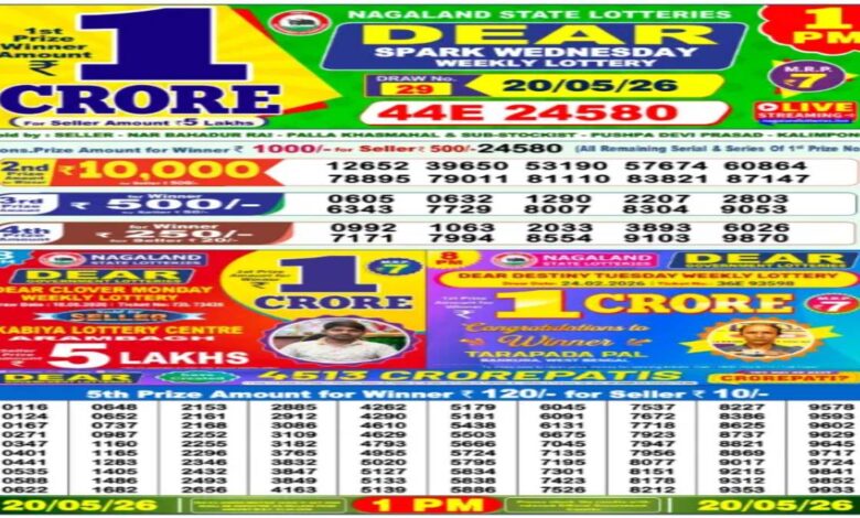 Nagaland Sambad Lottery Result Today, 20-5-2026 LIVE: Dear 1PM Wednesday Weekly Lucky Draw Winners List Out