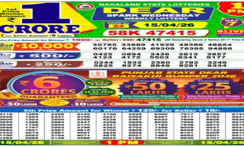 Nagaland Lottery Result Today, 15 April 2026 LIVE: Sambad Dear 1 PM Wednesday Weekly Lucky Draw; Check Winners