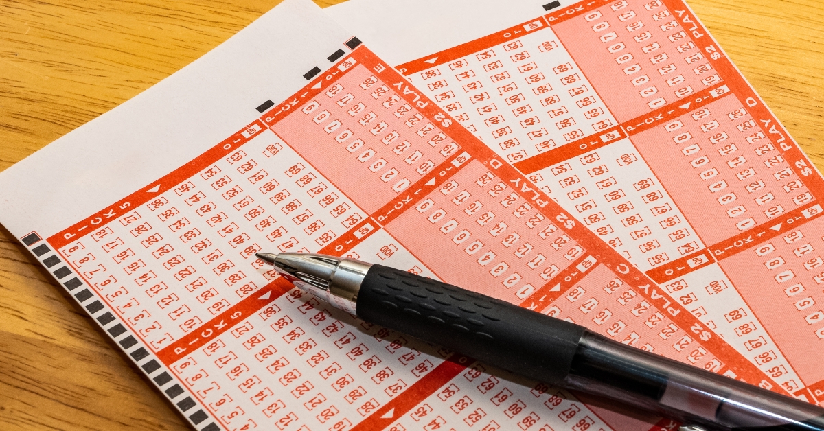 lottery play slips with black pen