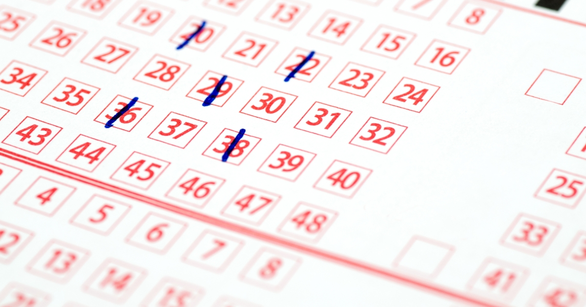 closeup of marked lottery ticket