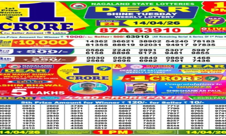 Nagaland Lottery Sambad Result Today, 14.04.2026 LIVE: Dear 1PM Tuesday Weekly Lucky Draw; Check Winners List