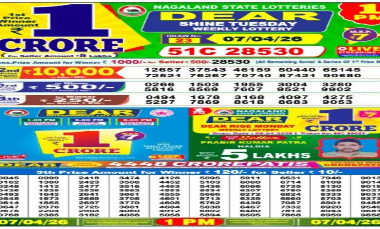 Nagaland State Sambad Lottery Result Today, 7-04-2026 LIVE: Dear 1PM Tuesday Weekly Lucky Draw For Rs 1 Crore