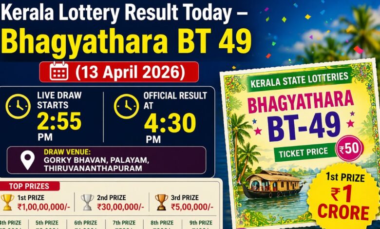 Kerala Lottery Result Today, 13 April 2026: Bhagyathara BT 49 Results For Bumper Prize 1 Cr; Check Full List