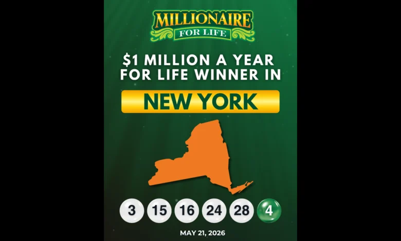 Ticket in New York Wins $1 Million-a-Year-for-Life, Second Top Prize Won in Millionaire for Life Game