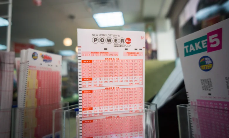 Powerball tickets on a convenience store shelf to enter for an estimated $1.3 billion jackpot, seen on Monday, January 11, 2016. The jackpot has rolled over 18 times with no winner with the next drawing Wednesday. (�� Richard B. Levine) (Photo by Richard Levine/Corbis via Getty Images)