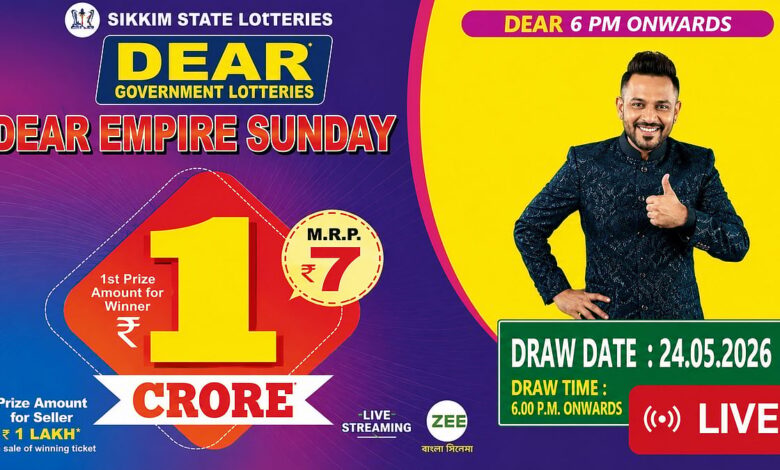 Sikkim State Lottery Result: May 24, 2026, 6 PM Live - Watch Streaming Of Winners List Of Dear Empire Sunday Weekly Draw
