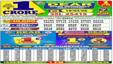 Nagaland Dear Lottery Sambad Morning 1PM Result Today LIVE: 18-3-2026 Wednesday Weekly Lucky Draw Winners List