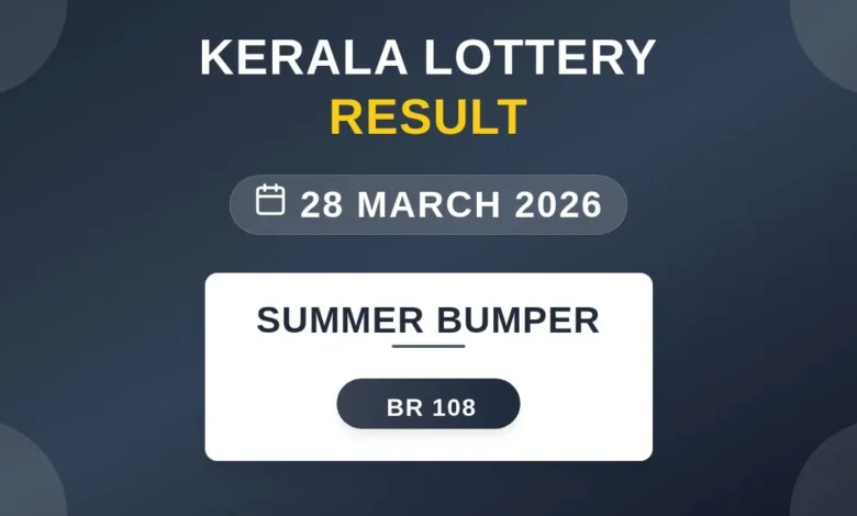 Summer Bumper Lottery Result On March 28, 2026 | Summer Bumper BR-108 Live Kerala Lottery Results Declared: First Price, Full Winning Numbers