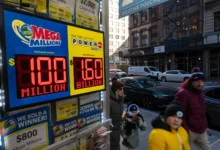 NEW YORK, NEW YORK - DECEMBER 22: An advertisement for Powerball is displayed outside of a newsstand in Manhattan on December 22, 2025, in New York City. After the last drawing produced no winners, the U.S. Powerball jackpot has risen to an estimated $1.6 billion ahead of Monday night's drawing, which will be one of the largest lottery prizes in American history. (Photo by Spencer Platt/Getty Images)