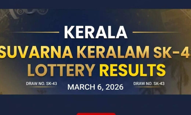 Kerala lottery results live for Suvarna Keralam SK-43 (March 6, 2026); ₹1 crore prize winner and complete list here
