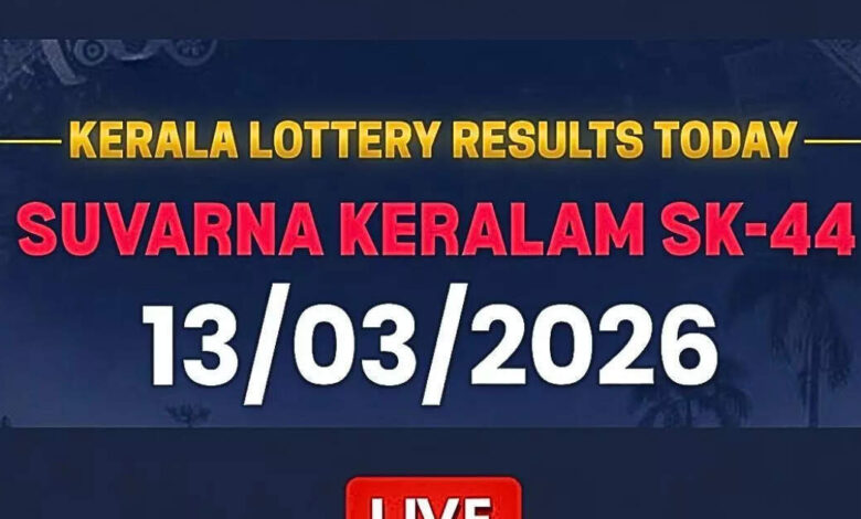 Kerala lottery result today live for Suvarna Keralam SK-44 (March 13, 2026); Check ₹1 crore prize winner and complete list here
