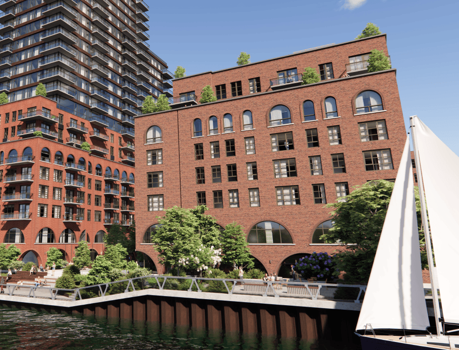 gowanus - rendering of brick building along the canal