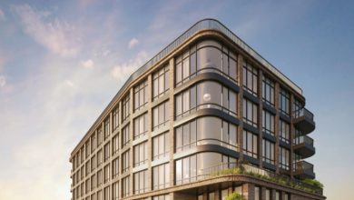 rendering of a multi-story building with terraces