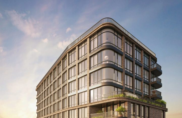 rendering of a multi-story building with terraces