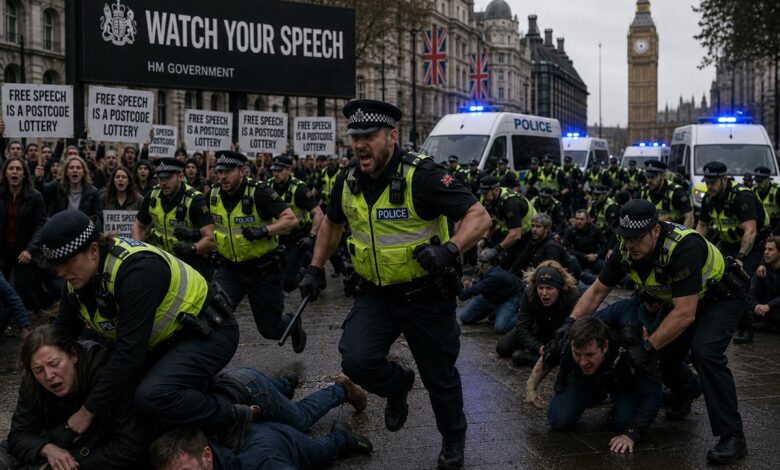 A map of Great Britain overlaid with arrest rate statistics