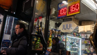 NEW YORK, NEW YORK - DECEMBER 22: An advertisement for Powerball is displayed outside of a newsstand in Manhattan on December 22, 2025, in New York City. After the last drawing produced no winners, the U.S. Powerball jackpot has risen to an estimated $1.6 billion ahead of Monday night's drawing, which will be one of the largest lottery prizes in American history. (Photo by Spencer Platt/Getty Images)