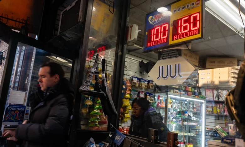 NEW YORK, NEW YORK - DECEMBER 22: An advertisement for Powerball is displayed outside of a newsstand in Manhattan on December 22, 2025, in New York City. After the last drawing produced no winners, the U.S. Powerball jackpot has risen to an estimated $1.6 billion ahead of Monday night's drawing, which will be one of the largest lottery prizes in American history. (Photo by Spencer Platt/Getty Images)