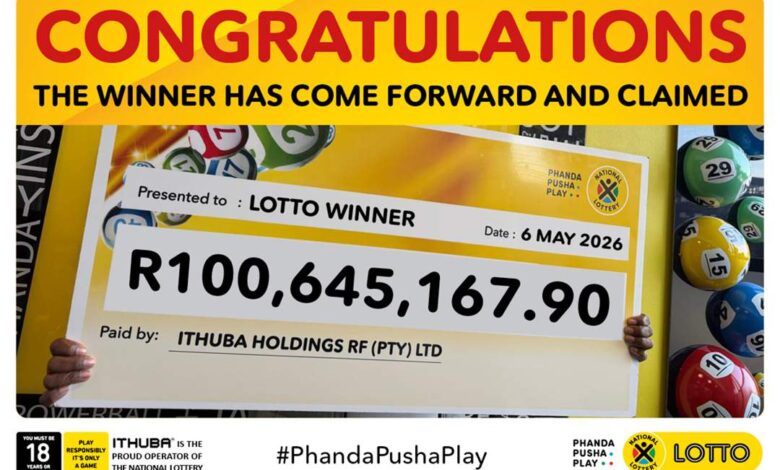 A mining entrepreneur is R100 million richer after winning the LOTTO Jackpot on 6 May.