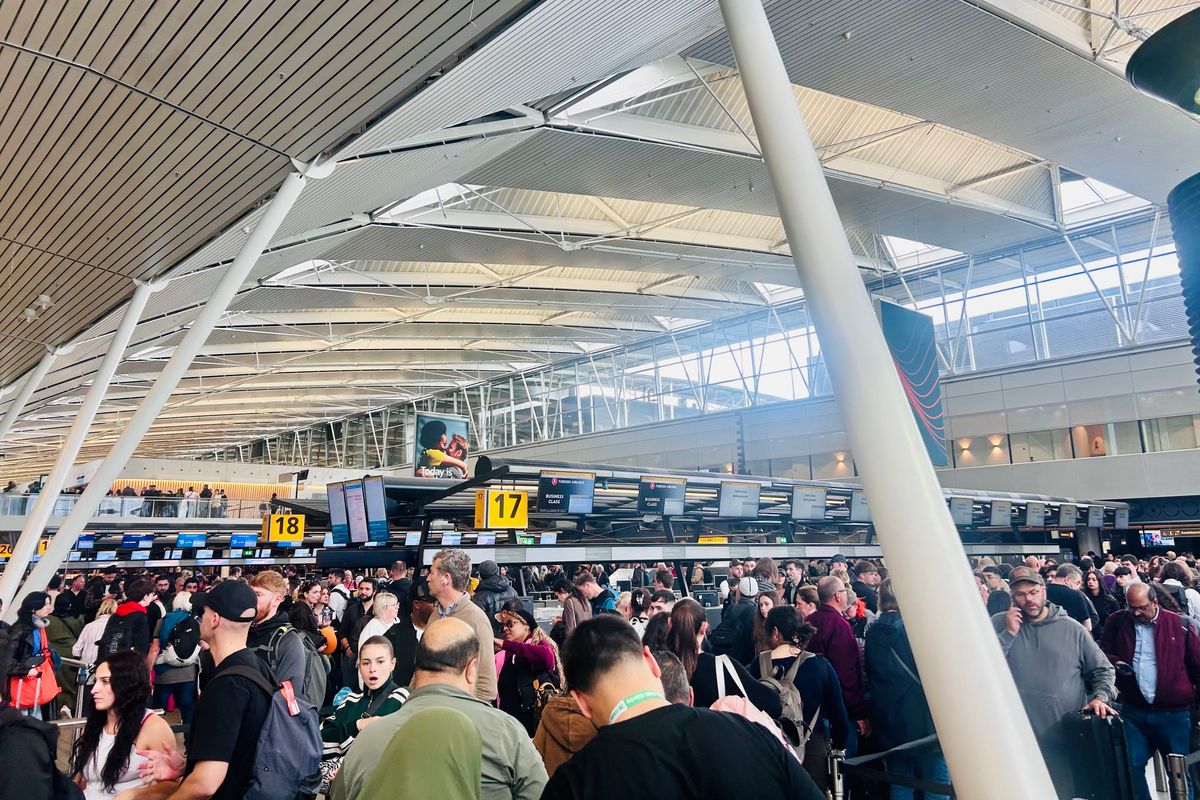 Queues at Amsterdam Airport Schiphol earlier this week