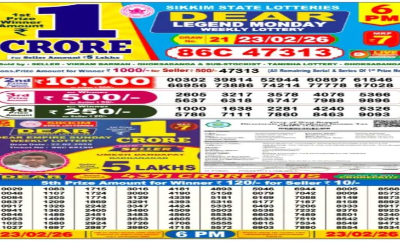 Nagaland Sambad Lottery Result Today, 23 February 2026: Check Dear 6PM Monday Weekly Lucky Draw Winners List