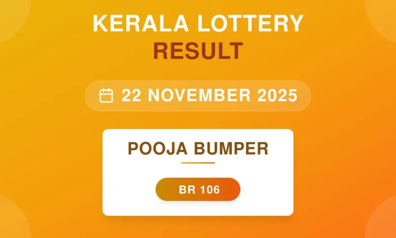 Pooja Bumper Lottery Result On November 22, 2025 | Pooja Bumper BR-106 Live Kerala Lottery Results Declared: First Price, Full Winning Numbers