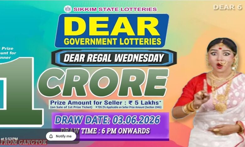 Sikkim State Lottery Result: June 3, 2026, 6 PM Live - Watch Streaming Of Winners List Of Dear Regal Wednesday Weekly Draw