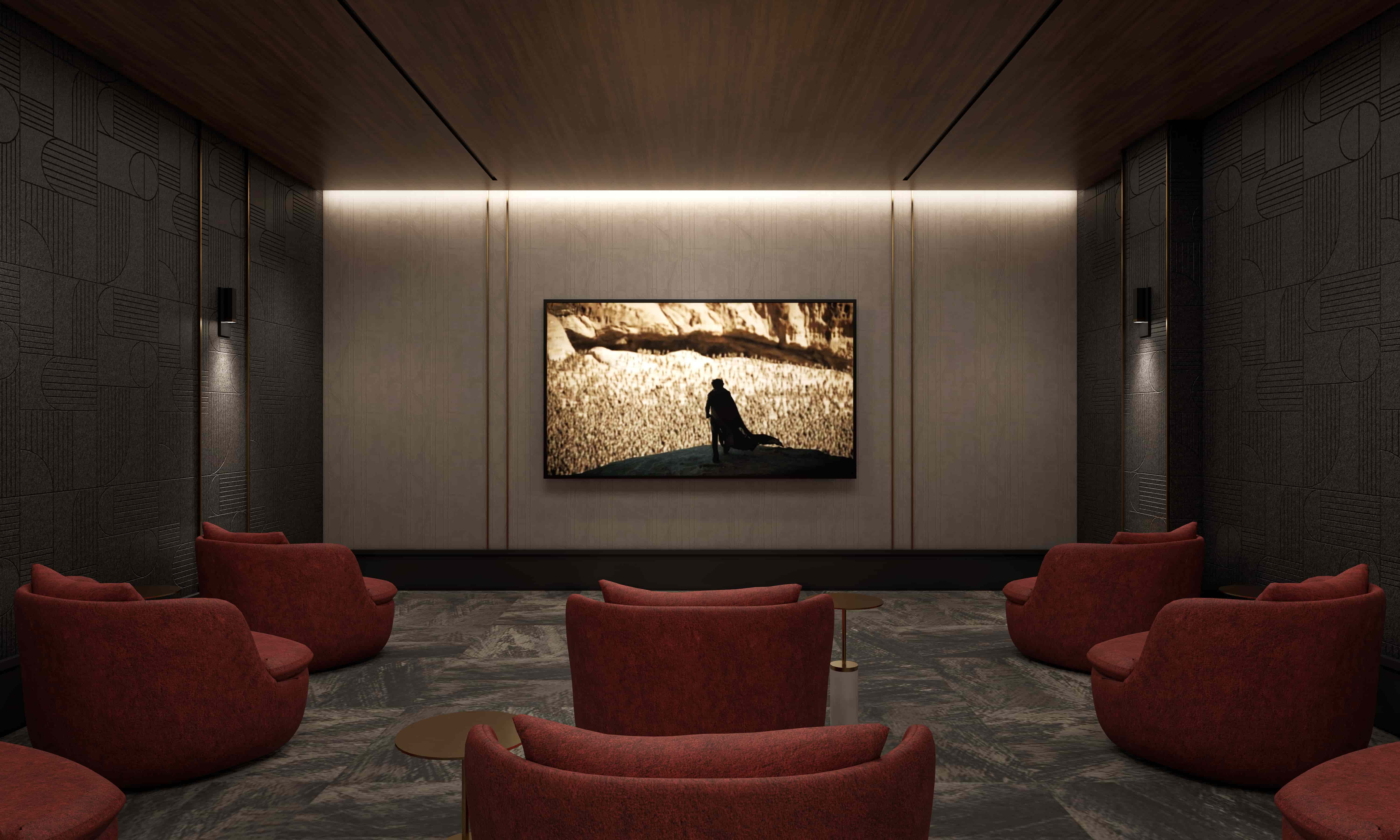 screening room with red seats