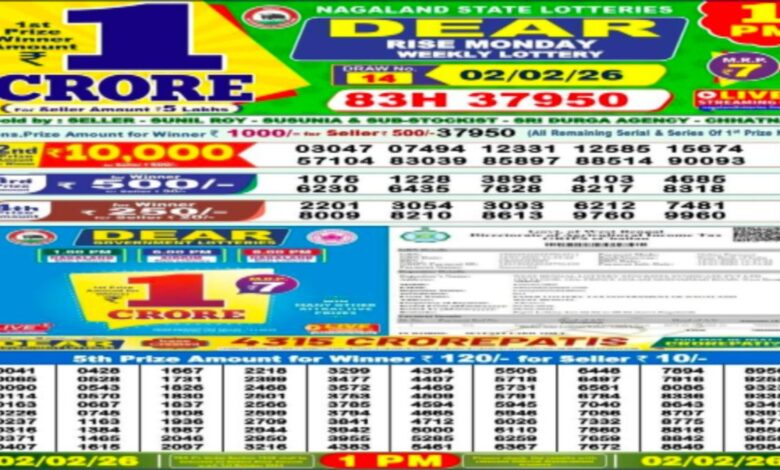 Nagaland State Lottery Result Today, 2-2-2026 LIVE: Sambad 1 PM Dear Monday Weekly Lucky Draw Winners List Out