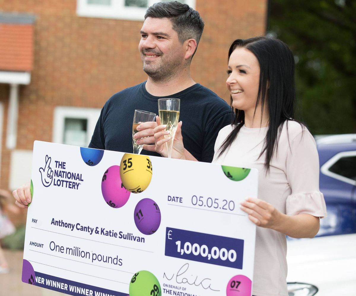 Anthony Canty and his partner Katie pictured after they won £1million back in 2020