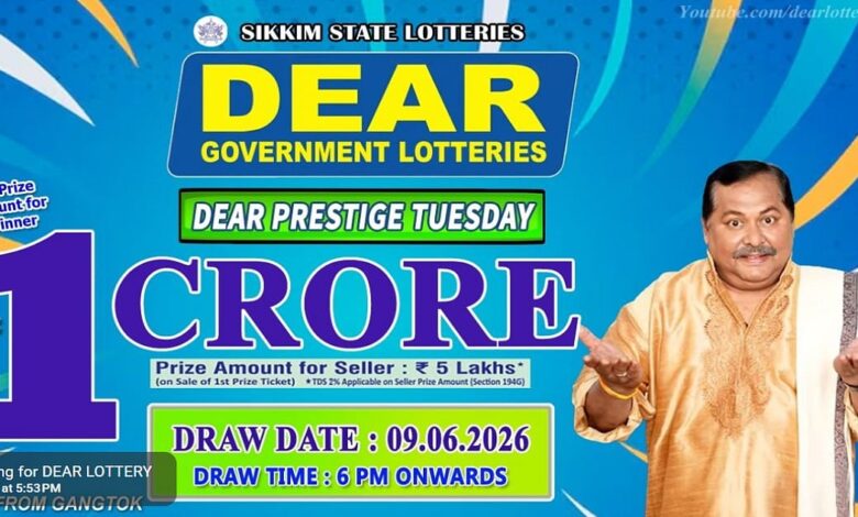 Sikkim State Lottery Result: June 9, 2026, 6 PM Live - Watch Streaming Of Winners List Of Dear Prestige Tuesday Weekly Draw