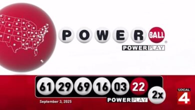 Here are the Powerball winning numbers for Wednesday, Sept. 3, 2025
