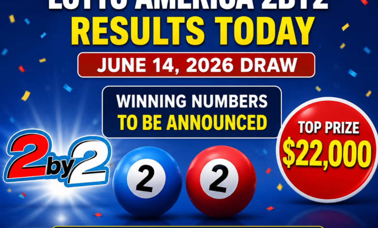 [LIVE] Lotto America 2by2 Results Today: Check Winning Numbers for June 14, 2026 Draw as Players Eye $22,000 Top Prize; Results to Be Announced Soon
