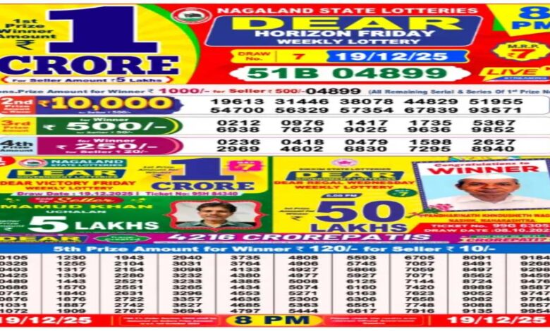 Nagaland Sambad 8 PM Evening Dear Friday Weekly Lottery Result LIVE on 19 December 2025: Check Winners List