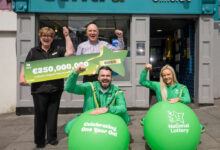 National Lottery celebrates Clifford’s Centra on the Anniversary of  Record-Breaking jackpot