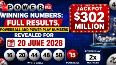 Powerball winning numbers: Full results, Powerball and Power Play numbers revealed for 20 June 2026