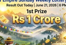 Sikkim State Lottery Sambad: Dear Empire Sunday Weekly Lottery result out today, June 21, 2026, at 6 PM; check Rs 1 crore prize-winning ticket number and full list of winners