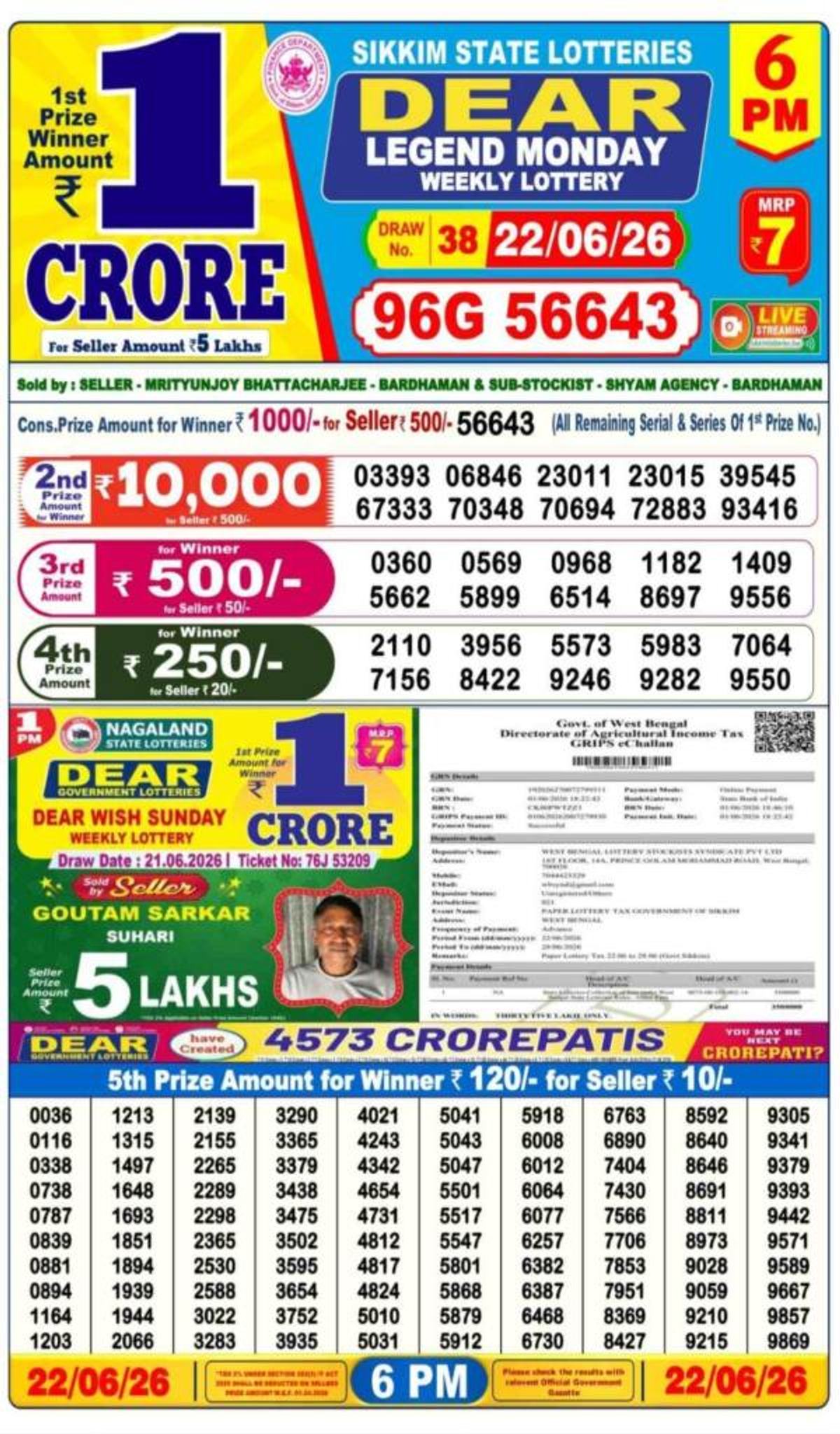 Dear Evening 6PM Winners Dear Evening 6PM Winners