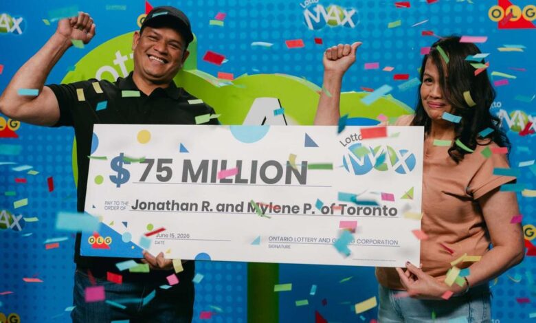 Ontario Lotto Max winners got a $75M jackpot with numbers that are special to their family