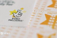 White and yellow Euromillions lottery slips seen stacked up