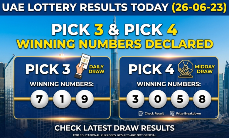 UAE Lottery Results Today (26-06-23): Pick 3 & Pick 4 winning numbers declared; check latest draw results