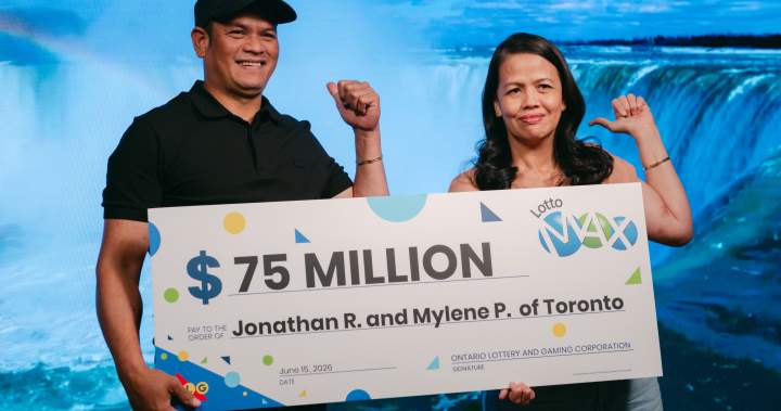 Siblings become first brother-sister duo to win $75M Lotto Max jackpot with OLG - Toronto | Globalnews.ca