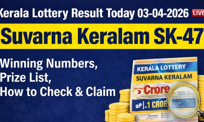 Kerala Lottery Result Today 03-04-2026 LIVE: Suvarna Keralam SK-47 Winning Numbers, Prize List, How to Check &